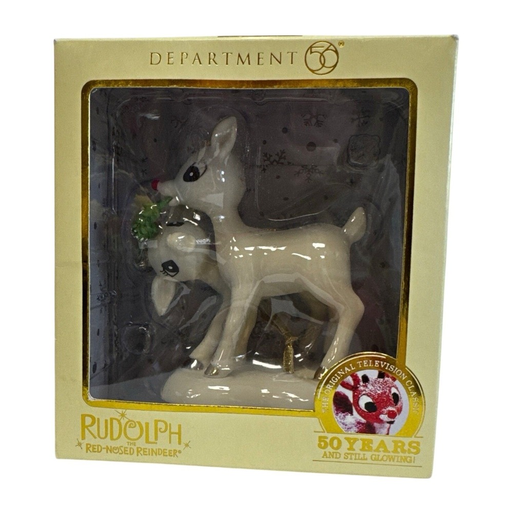 Dept 56 Rudolph & Clarice Porcelain Ornament 4037461 50th Anniversary 2014 NIB